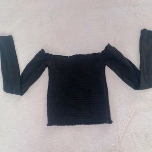 hollister ribbed off the shoulder black long sleeve